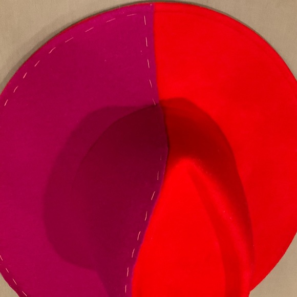 🆕EUGENIA KIM RED & FUCHSIA PINK PURPLE HARLOWE WIDE BRIM FEDORA GEOMETRIC CROWN - Picture 8 of 16